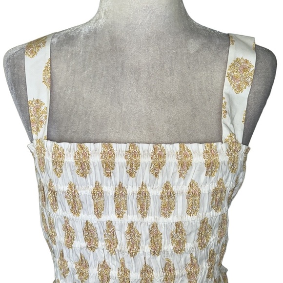 NWOT J. Crew White Smocked Crop Tank Tube Top in Gathered Floral Block Print - L - Picture 6 of 15